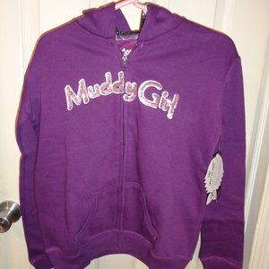 Children's size large (10-12) Muddy Girl purple hoodie new with tags